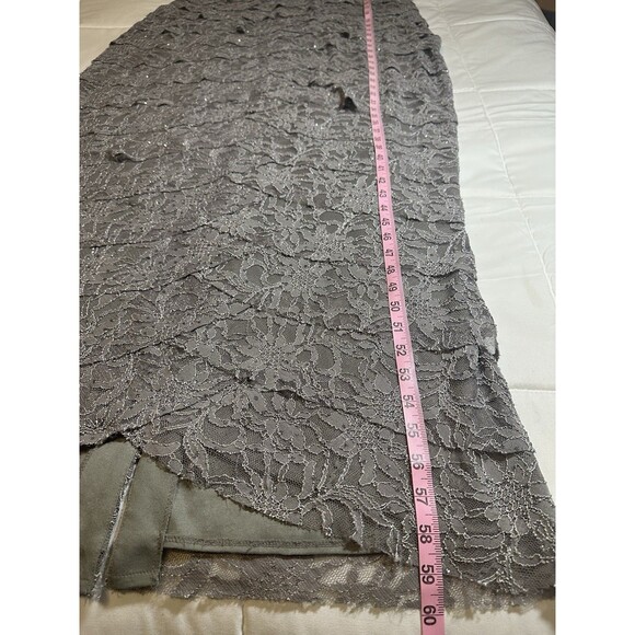 Jessica Howard Mother of Bride Long Gown Size 16W Gray Scallops Lace Rhinestone - Picture 10 of 16